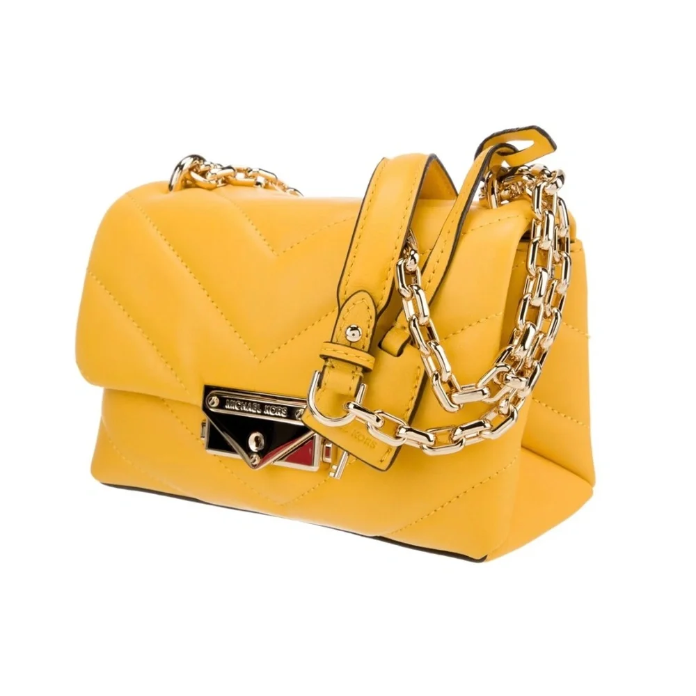 Michael Kors Cece Sunflower Yellow Quilted Leather Small Crossbody Bag NWT - Picture 7 of 11